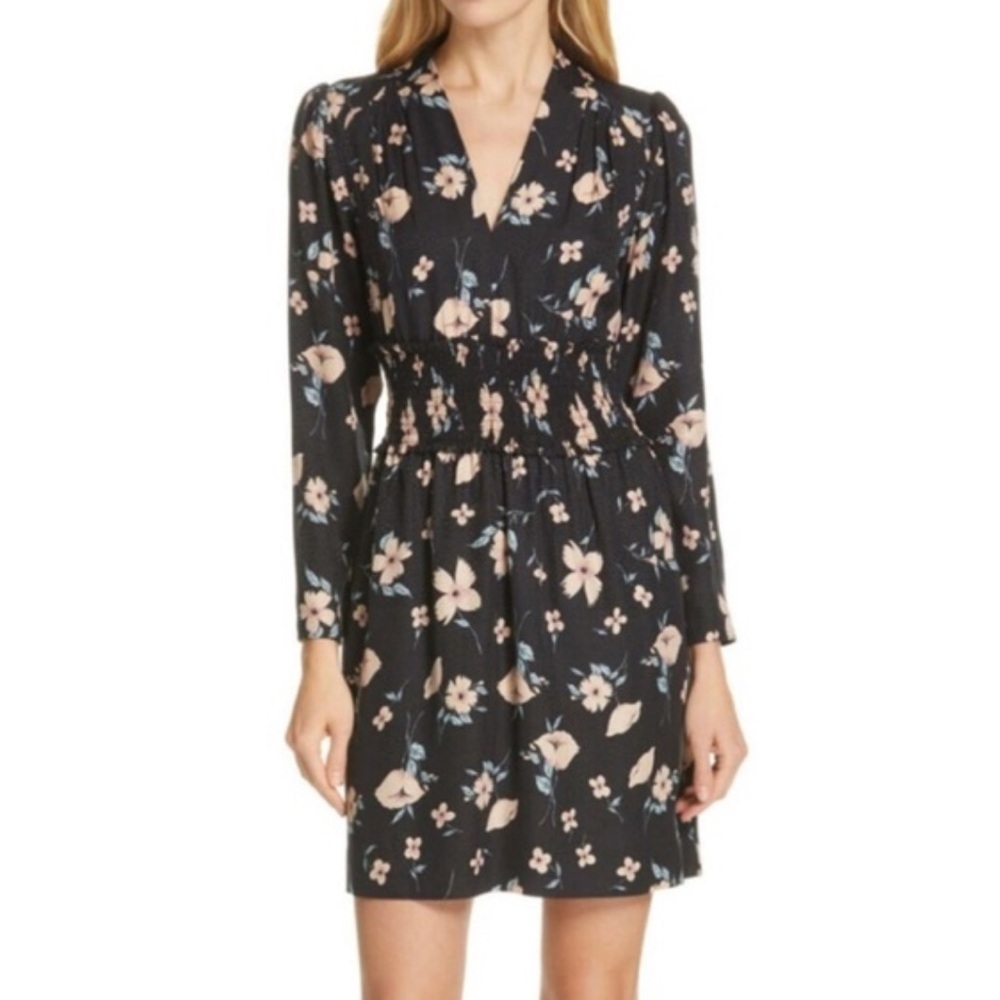 Rebecca Taylor Black Daniella Silk Blend Floral Dress | Size 10
